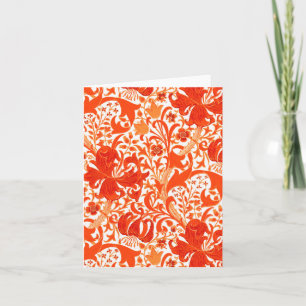 William Morris Iris and Lily, Mandarin Orange Card