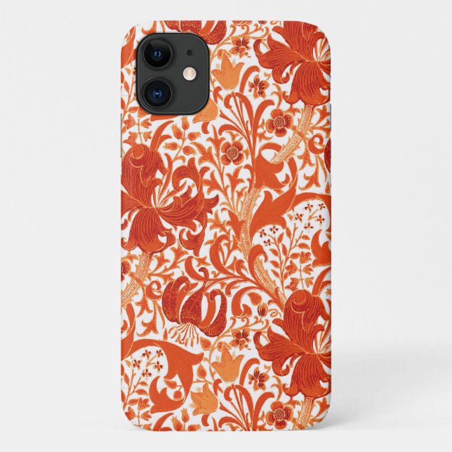 William Morris Iris and Lily, Mandarin Orange Case-Mate iPhone Case (Back)