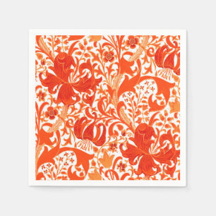 William Morris Iris and Lily, Mandarin Orange Napkin