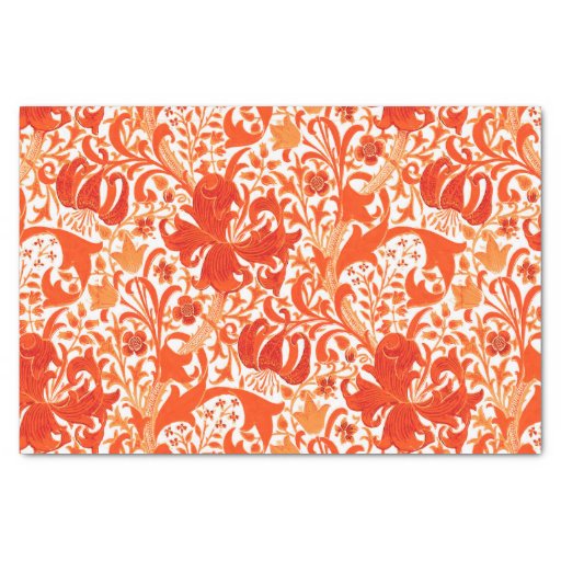 Image of William Morris Iris and Lily, Mandarin Orange Tissue Paper