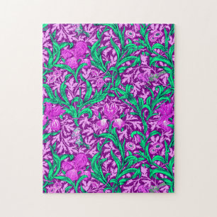 William Morris Irises, Amethyst Purple Jigsaw Puzzle