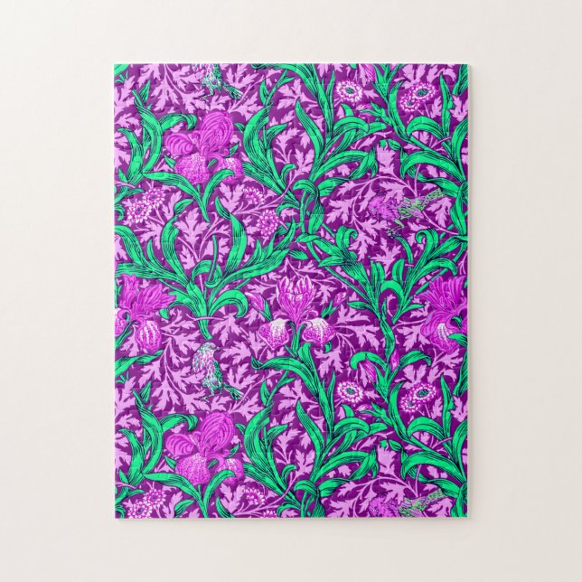 William Morris Irises, Amethyst Purple Jigsaw Puzzle (Vertical)