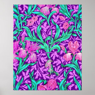 William Morris Irises, Amethyst Purple Poster