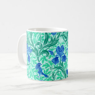 William Morris Irises, Cobalt Blue, Aqua and Teal Coffee Mug