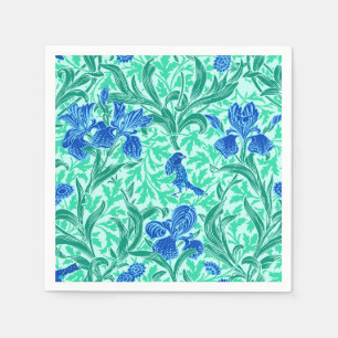 William Morris Irises, Cobalt Blue, Aqua and Teal Napkin