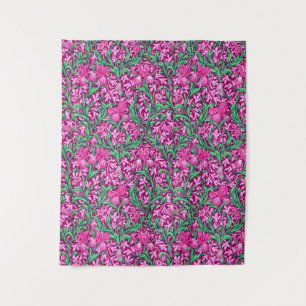 William Morris Irises, Fuchsia Pink and Wine Tapestry