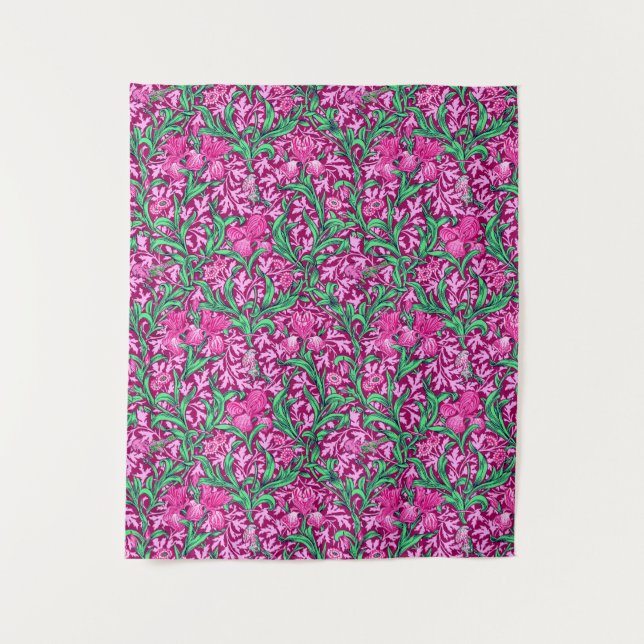 William Morris Irises, Fuchsia Pink and Wine Tapestry (Front)