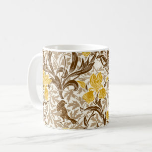 William Morris Irises, Mustard Gold, Brown & Beige Coffee Mug