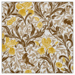 William Morris Irises, Mustard Gold, Brown &amp; Beige Fabric