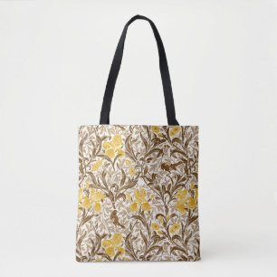 William Morris Irises, Mustard Gold, Brown & Beige Tote Bag