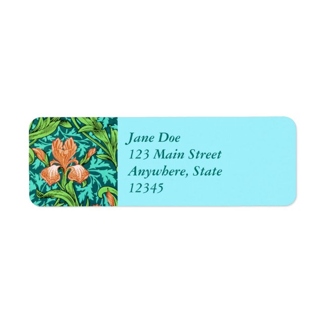 William Morris Irises, Orange and Turquoise (Front)