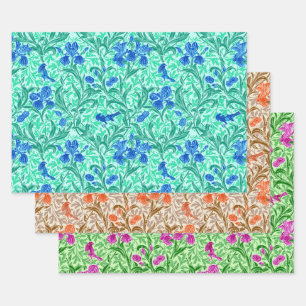 William Morris Irises, Pastel Colours Wrapping Paper Sheet