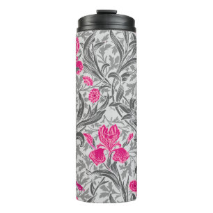 William Morris Irises, Pink and Silver Grey / Grey Thermal Tumbler