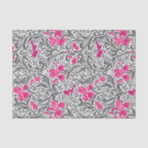William Morris Irises, Pink and Silver Grey / Grey Tissue Paper