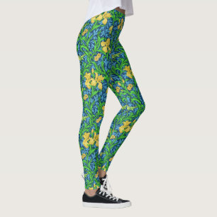 William Morris Irises, Yellow and Cobalt Blue Leggings