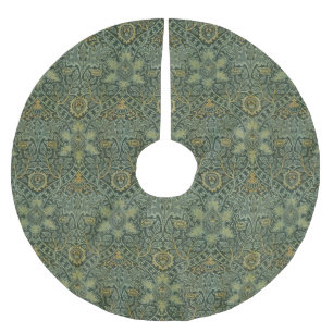 William Morris Ispahan Teal Green Floral Art Brushed Polyester Tree Skirt
