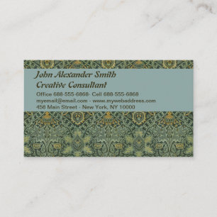 William Morris Ispahan Teal Green Floral Art Business Card