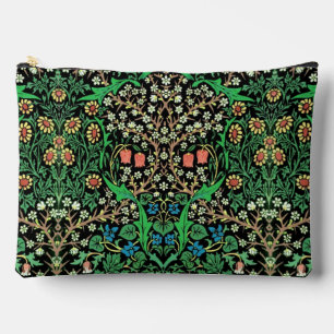 William Morris Jacobean Floral, Black Background Accessory Pouch