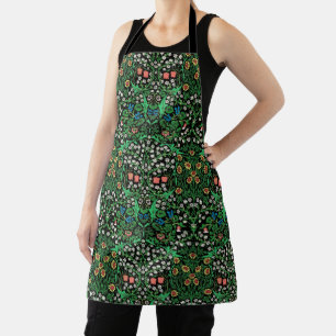 William Morris Jacobean Floral, Black Background  Apron
