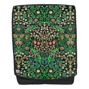 William Morris Jacobean Floral, Black Background Backpack