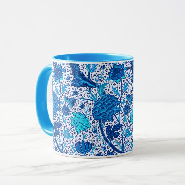 William Morris Jacobean Floral, Cobalt Blue Mug (Front Left)