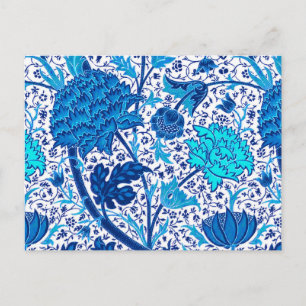 William Morris Jacobean Floral, Cobalt Blue Postcard