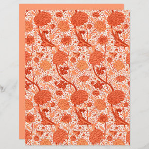 William Morris Jacobean Floral, Coral Orange 