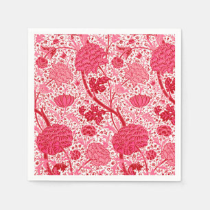 William Morris Jacobean Floral, Coral Pink Napkin