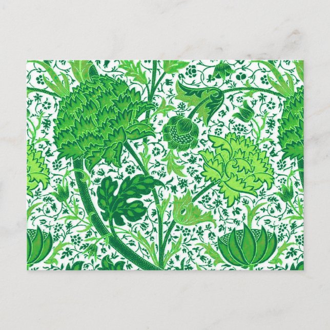 William Morris Jacobean Floral, Emerald Green Postcard (Front)
