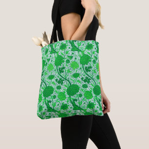 William Morris Jacobean Floral, Emerald Green  Tote Bag