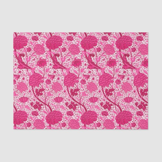 William Morris Jacobean Floral, Fuchsia Pink Tissue Paper (Front)