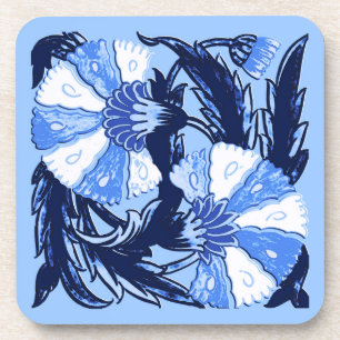 William Morris Jacobean, Navy and Light Blue Coaster