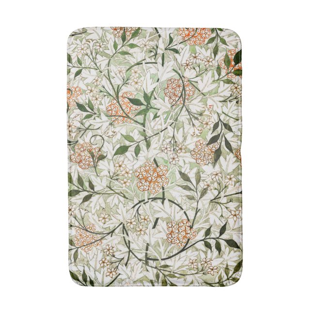 William Morris Jasmine Blossom Garden Design Bath Mat (Front Vertical)