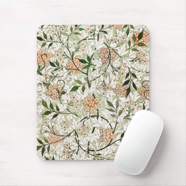 William Morris Jasmine Blossom Garden Design Mouse Mat (With Mouse)