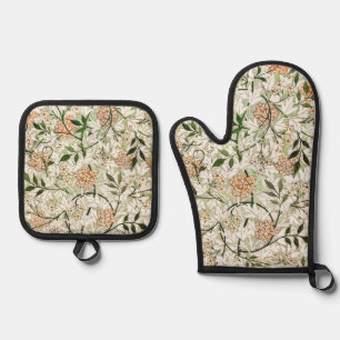 William Morris Jasmine Blossom Garden Design Oven Mitt & Pot Holder Set