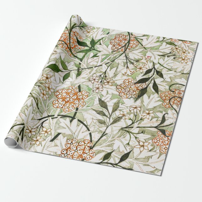 William Morris Jasmine Blossom Garden Design Wrapping Paper (Unrolled)