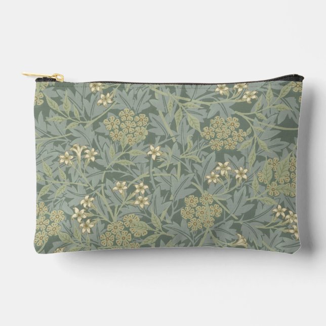 William Morris Jasmine Blue Green Botanical Art Accessory Pouch (Front)