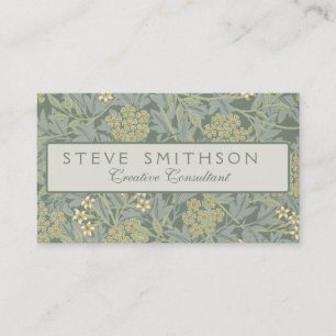 William Morris Jasmine Blue Green Botanical Art Business Card
