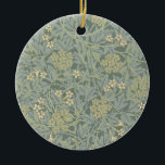 William Morris Jasmine Blue Green Botanical Art Ceramic Tree Decoration<br><div class="desc">This intricate "Jasmine" pattern by William Morris (1834-1896) is a timeless example of the Arts and Crafts movement. The design, created in 1872, features a delicate arrangement of hawthorn leaves and scrolling jasmine blossoms. The subtle palette of three shades of green with touches of yellow and brown gives it a...</div>