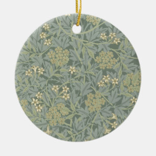 William Morris Jasmine Blue Green Botanical Art Ceramic Tree Decoration