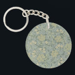 William Morris Jasmine Blue Green Botanical Art Key Ring<br><div class="desc">This intricate "Jasmine" pattern by William Morris (1834-1896) is a timeless example of the Arts and Crafts movement. The design, created in 1872, features a delicate arrangement of hawthorn leaves and scrolling jasmine blossoms. The subtle palette of three shades of green with touches of yellow and brown gives it a...</div>