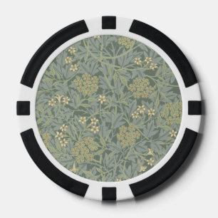 William Morris Jasmine Blue Green Botanical Art Poker Chips