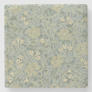 William Morris Jasmine Blue Green Botanical Art Stone Coaster
