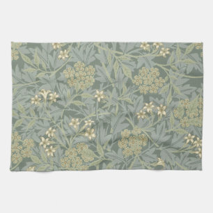 William Morris Jasmine Blue Green Botanical Art Tea Towel