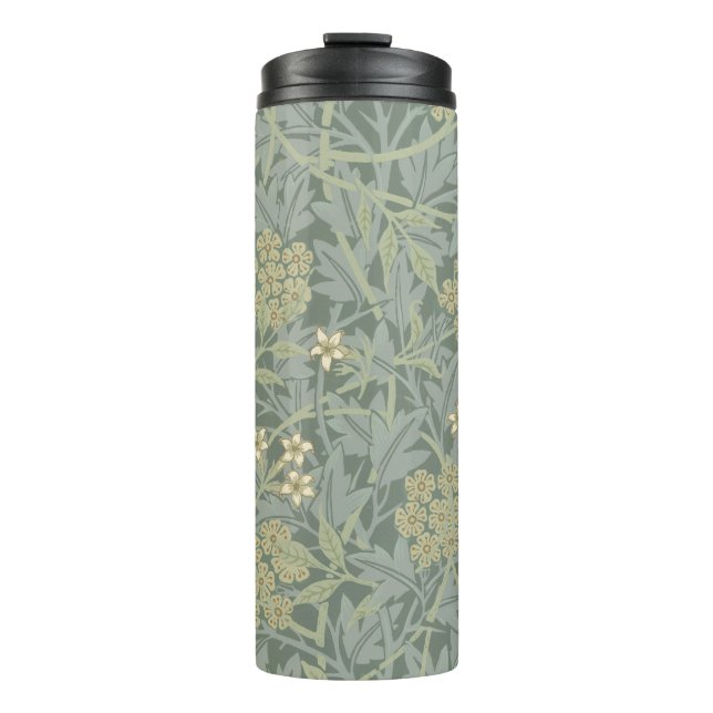 William Morris Jasmine Blue Green Botanical Art Thermal Tumbler (Front)