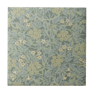 William Morris Jasmine Blue Green Botanical Art Tile