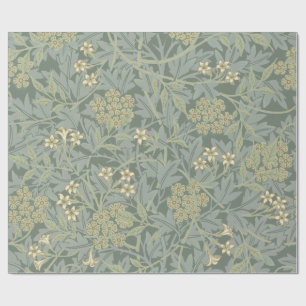 William Morris Jasmine Blue Green Botanical Art Wrapping Paper