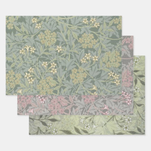 William Morris Jasmine Blue Green Botanical Art Wrapping Paper Sheet