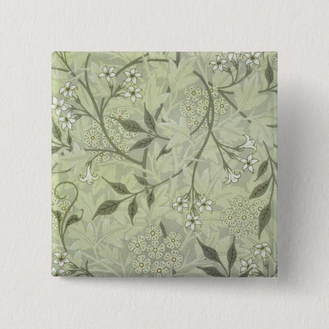 William Morris Jasmine Botanical 15 Cm Square Badge (Front)