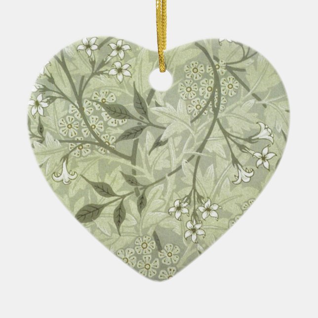 William Morris Jasmine Botanical Ceramic Tree Decoration (Front)